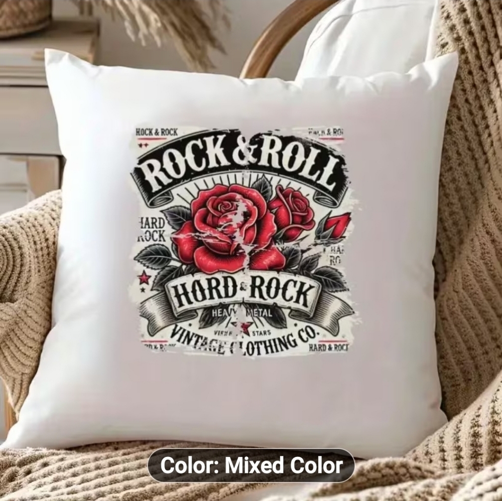 Rock & Roll Decorative Pillow - White and Red Throw Size Pillow